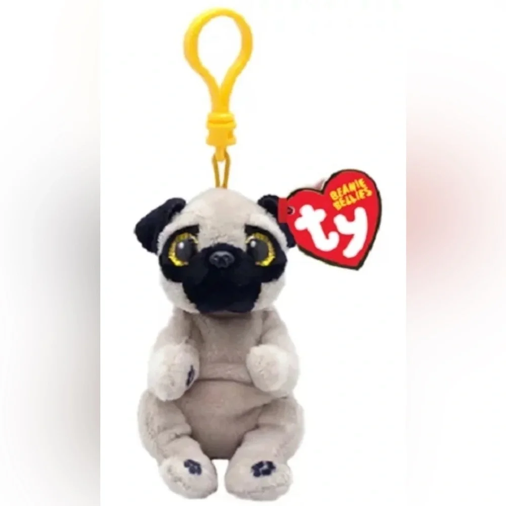 Ty Beanie Babies Pug Plush Keychain with Yellow Clip